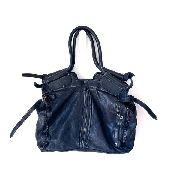 Black Leather Handbag Purse Shoulder Bag made in Italy by Ben Heart - Picture 2 of 7